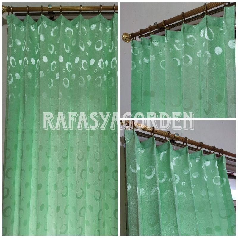 Gorden Plisket Polkadot Pilihan Warna Hijau Melon Hijau Pokat Hijau Tosca Hijau Botol