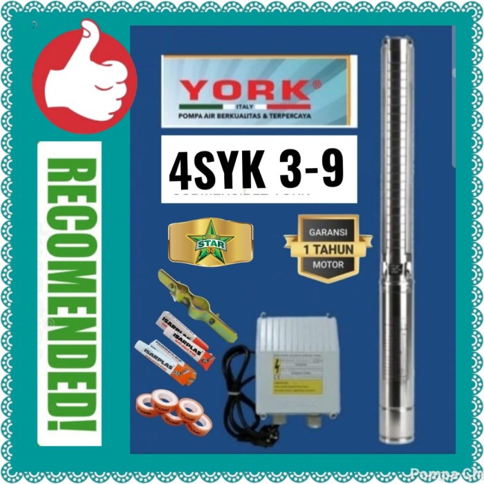 Asli Pompa Satelit York 0.75Hp 1Phase 4Inch 4Syk3-9Ss Submersible Pump 4" Original