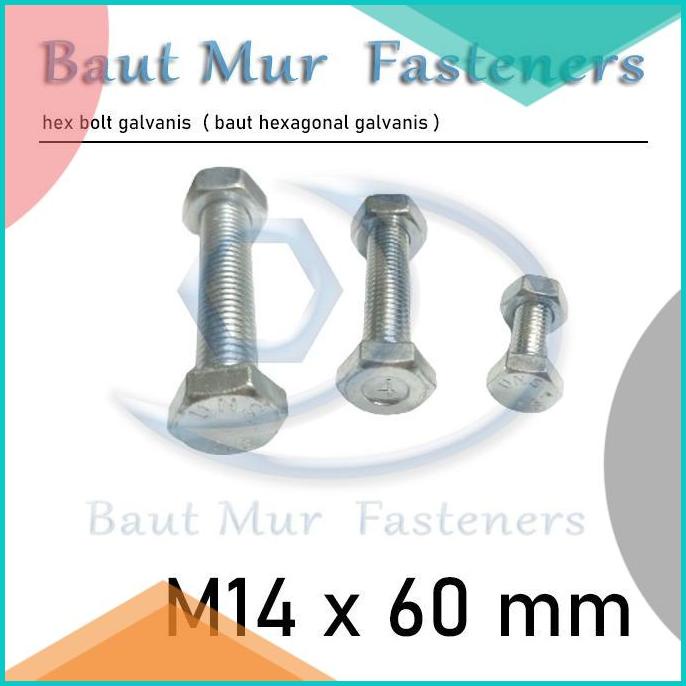 baut mur m14 x 60 / bmp m14 x 60 galvanis / bmp m14 x 60mm 16novz3 lim