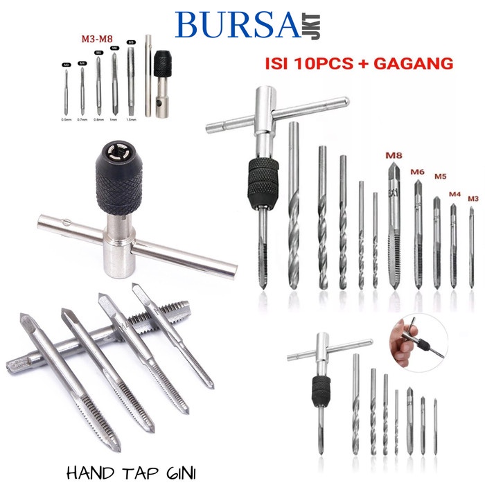 HAND TAP SET MATA BOR SENAI DRAT BAUT PEMBUAT DERAT ULIR BAUT HANDTAB