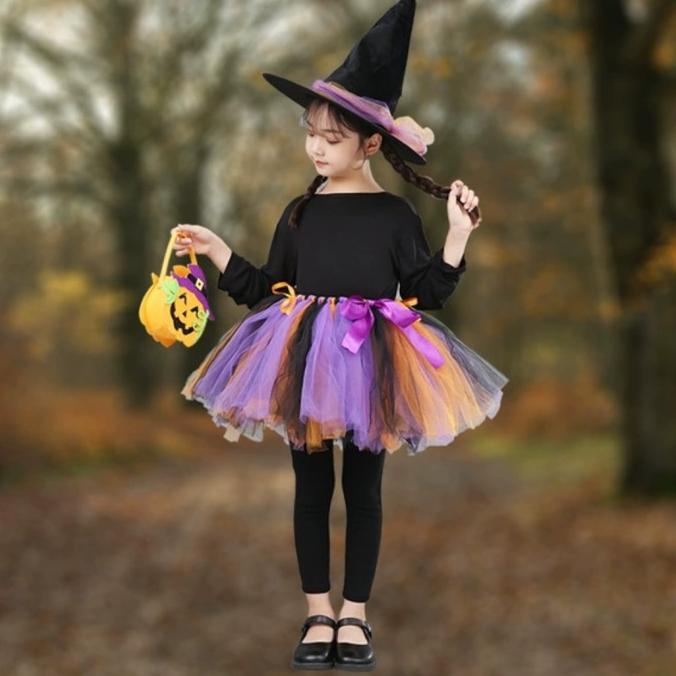 Witch Rainbow Tutu Skirt Rok Tutu Penyihir Kostum Halloween Berkualitas