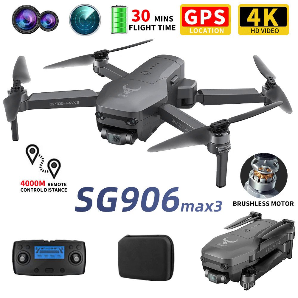 Drone Kamera 4K Profesional FPV SG906 MAX3, Pesawat Nirawak Kamera 4K Profesional dengan Gimbal 3 Su