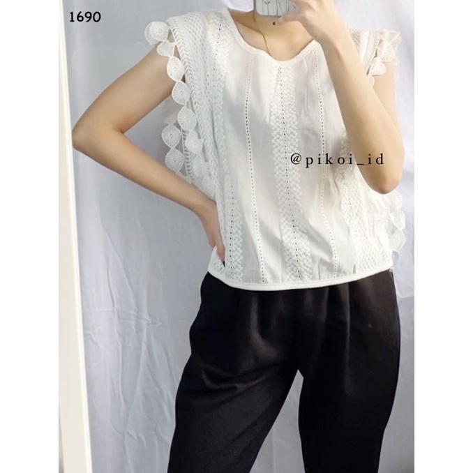 Baju Atasan Wanita / Baju Premium Bangkok Bordir Bunga / Baju Putih Berkualitas