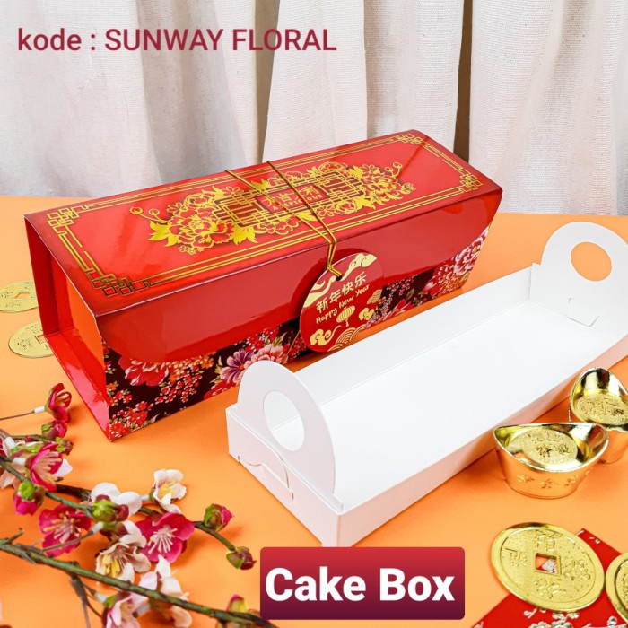 box imlek roll cake 8 x 25 sunway dus kue gulung merah cny hampers