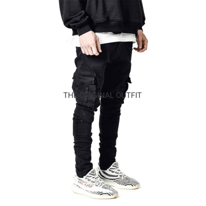 [EXCLUSIVE] MODEL TERKINI CELANA CARGO JEANS PRIA ORIGINAL THE OUTFIT HITAM TERBARU