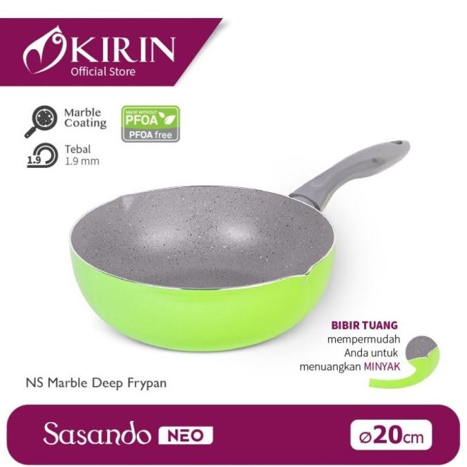 KIRIN MARBLE Frypan Deep Sasando NEO Anti Lengket Anti Gores 20/22cm.