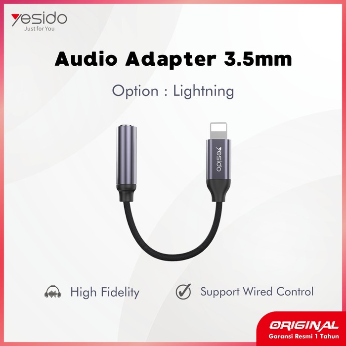 YESIDO OPEN MIC AUDIO ADAPTER CONVERTER LIGHTNING 3.5MM JACK IPHONE
