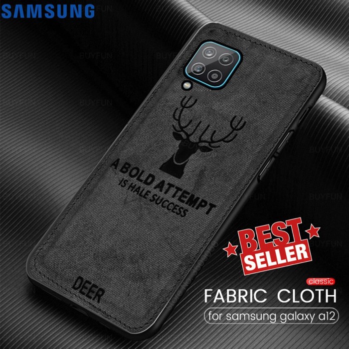 Case Samsung M12 A12 Soft Case Deer Emidery Casing Cover Silikon Hp