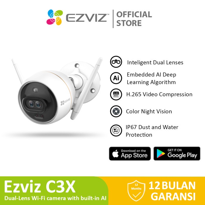 Murah Ezviz C3X 2Mp Smart Home Dual Ip Camera Lens Outdoor Cctv