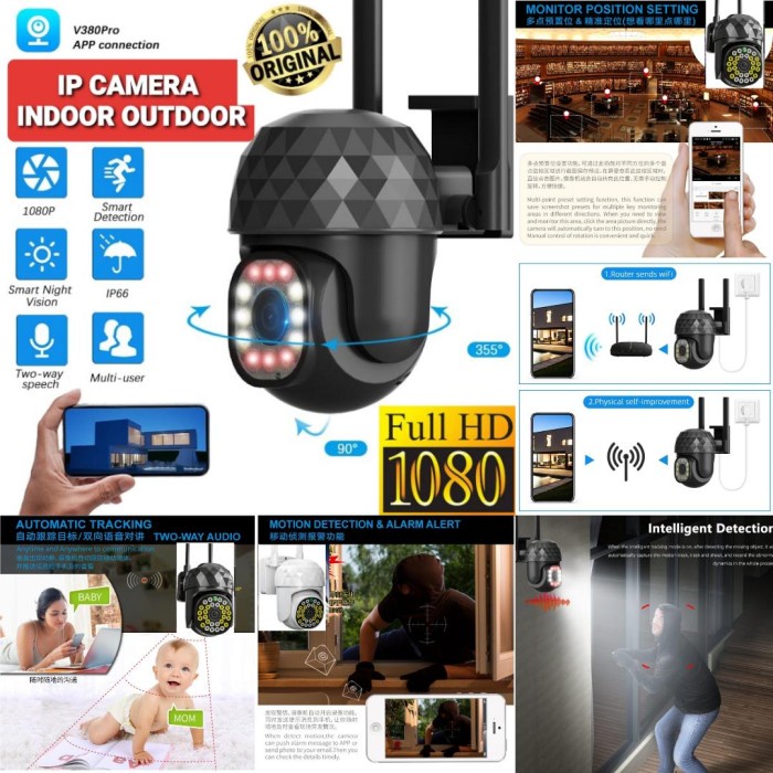 Terlaris New V380 Hd 960P Outdoor Wifi Cctv Ip Camera Waterproof Wireless P2P A