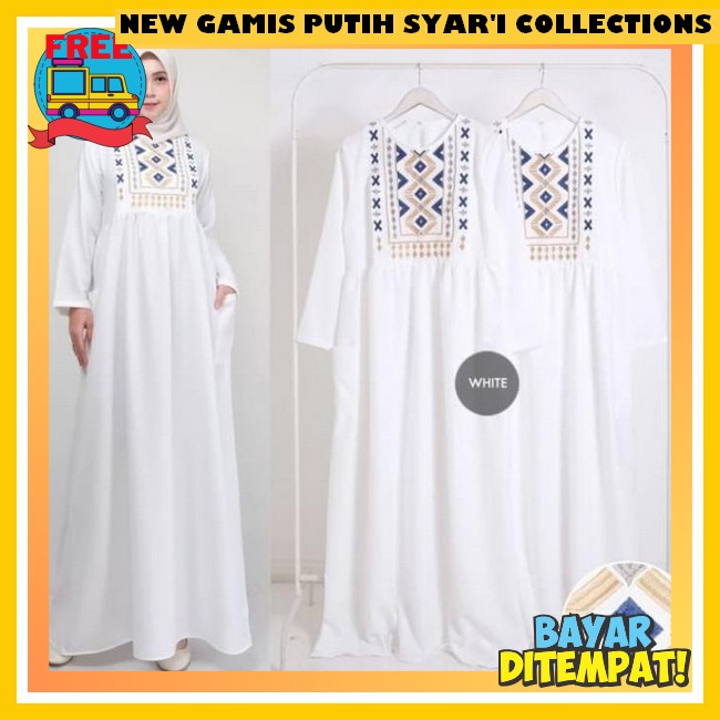 Abaya Putih Bw Dewasa Pengajian Panjang Baju Muslim Idhul Fitri Gamis Wanita Kekinian Dewasa Terbaru