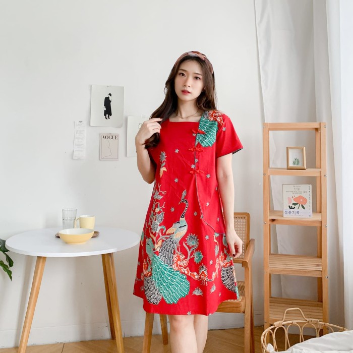 Dress Batik Imlek/Dress Cheongsam Imlek/Dress Imlek/Dress Jumbo
