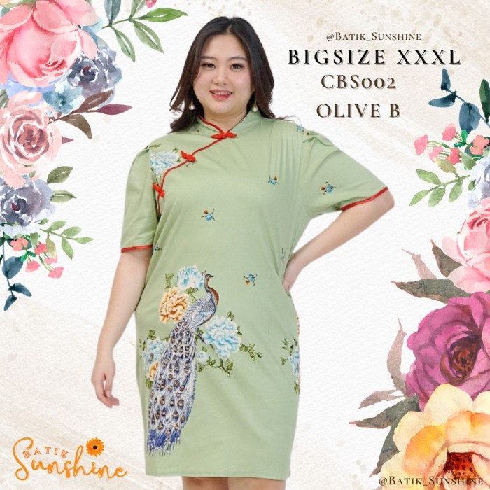 Cheongsam Sangjit Dress Batik Wanita Size Xxxl/Jumbo/Big Size Cbs002(4