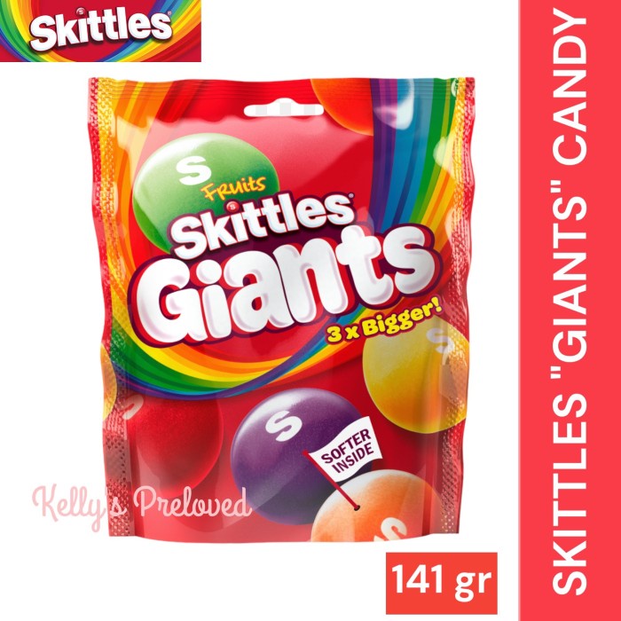 

Skittles Giants Candy 3X Bigger Permen Skittle 141 Gram