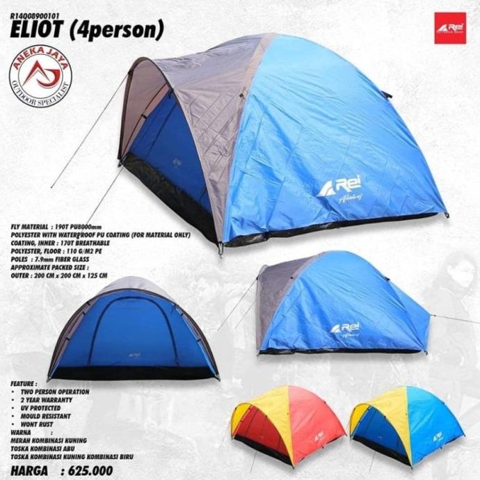 Tenda Eliot Rei Kapasitas 4 Orang Double Layer / Tenda Camping Outdoor Federikshows