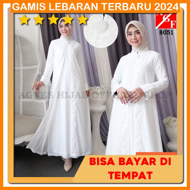 Ritz Syari - Set Dress Carpa Black "Trend Hijab Fashion 2023" Agnes Baju Gamis Putih Wanita Brukat B