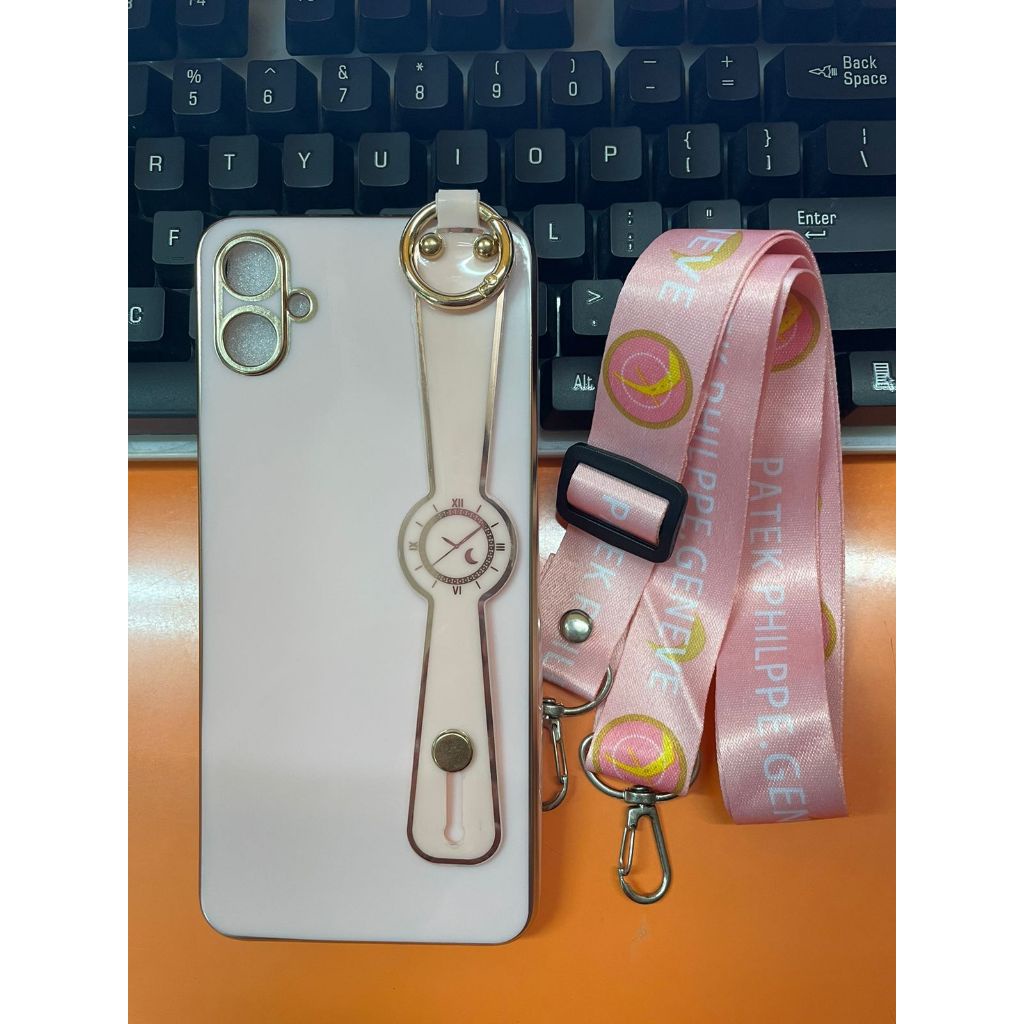 Case A05 A05S A24 A14 Tali Slempang Soft Case Plating Glossy Strap Casing Silikon Hp