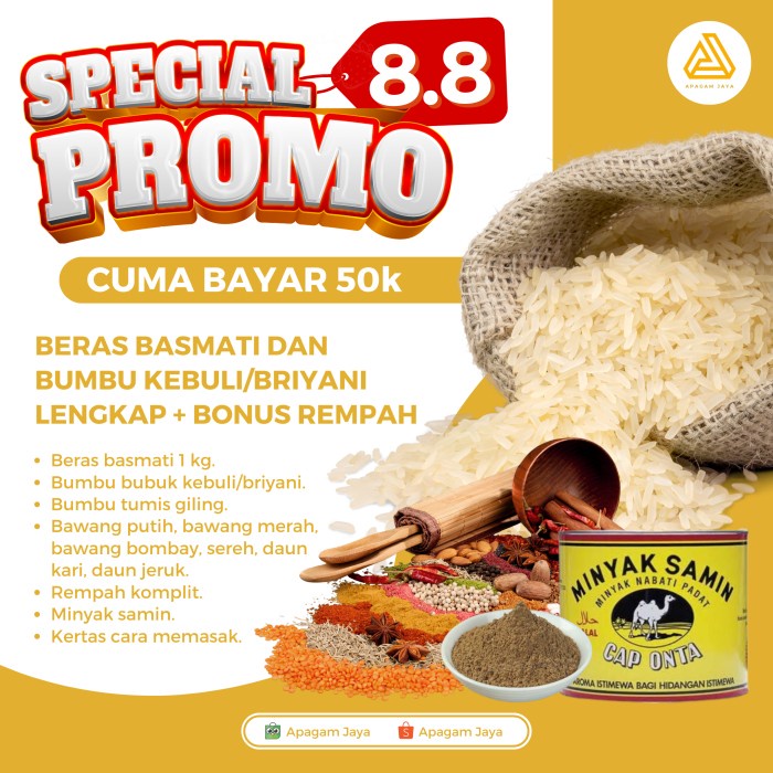 

Basmati + Bumbu Kebuli/Briyani Komplit Nus Rempah