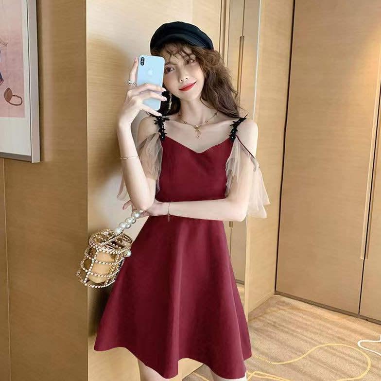 CR  MIDI DRESS KOREA/DRESS PESTA IMPORT MIMIKO/DRESS MERAH/ CNY DRESS TERLARIS