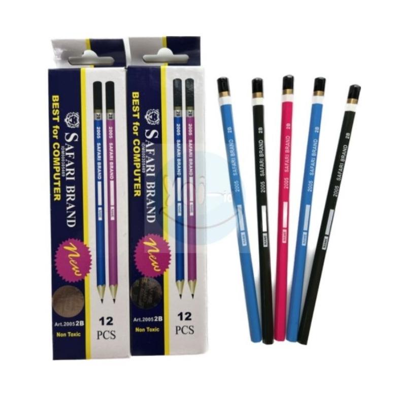 

(kode 2005) Pensil Kayu Pencil 2B Computer Komputer Murah merk Safari Non Toxic Pencil (12pcs)