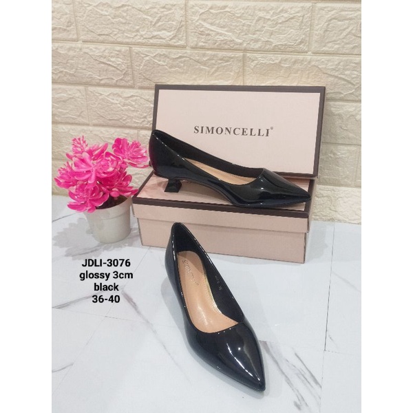 Simoncelli sepatu glossy heels 3cm JDLI-3076