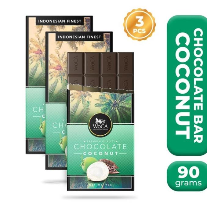 

gon WoCA Premium Chocolate 3 x 90g Bars - Cokelat Batang Rasa Kelapa