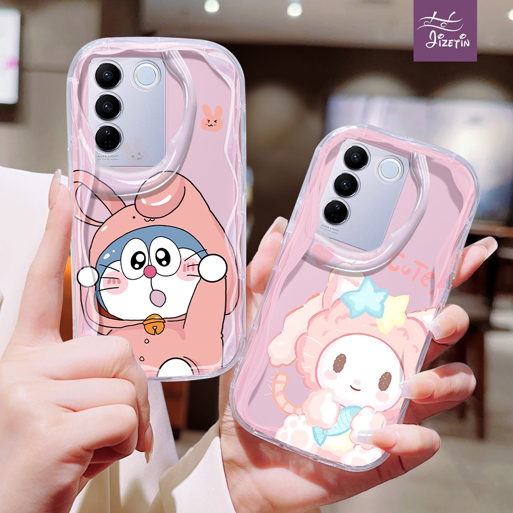 Jumpsuit Kuping Kelinci Doraemon casing ph bentuk aneh untuk vivo V27/E/Pro V25/E V23/E V21E V20 Pro