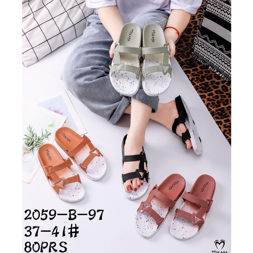 Flash Sale [Best Seller] Sandal Slop Semi Let Gunung Wanita Warna Sembur Tali Sambung Keren Import M