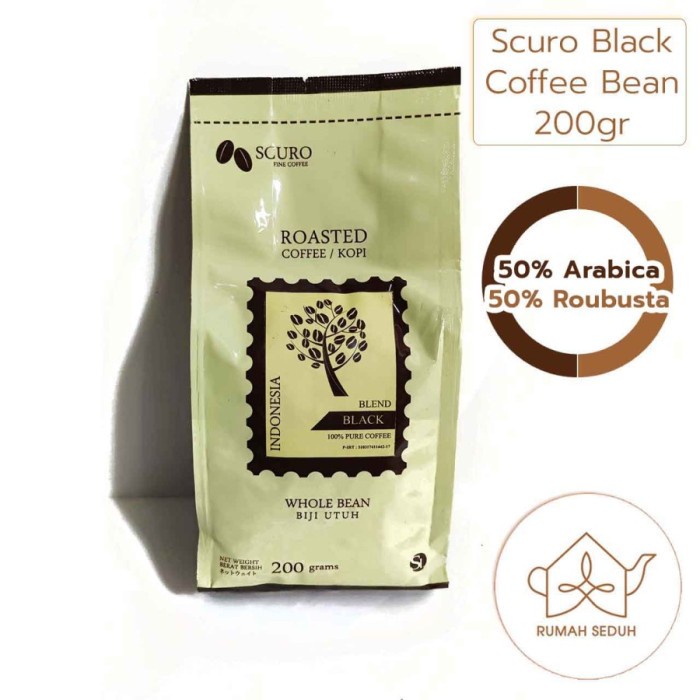 

Scuro Black Coffee Bean 200gr Biji Kopi Mixed Arabika Robusta Arabica