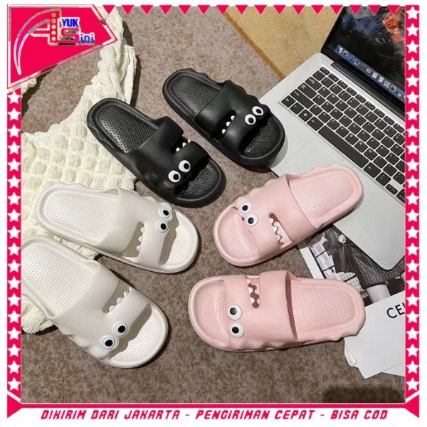 AS Sandal Selop Unisex Cute Crocodile 6849 Sendal Rumahan Cewek Cowok Motif Buaya Bahan Karet Tebal 