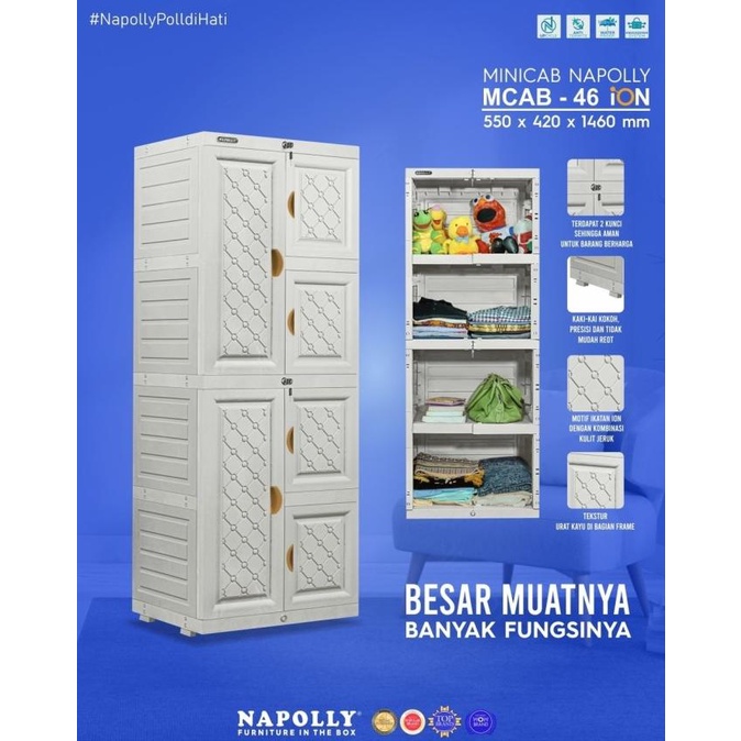 Lemari Pakaian Plastik Napolly Mini Cabinet / Mcab - Bigi Fo Original