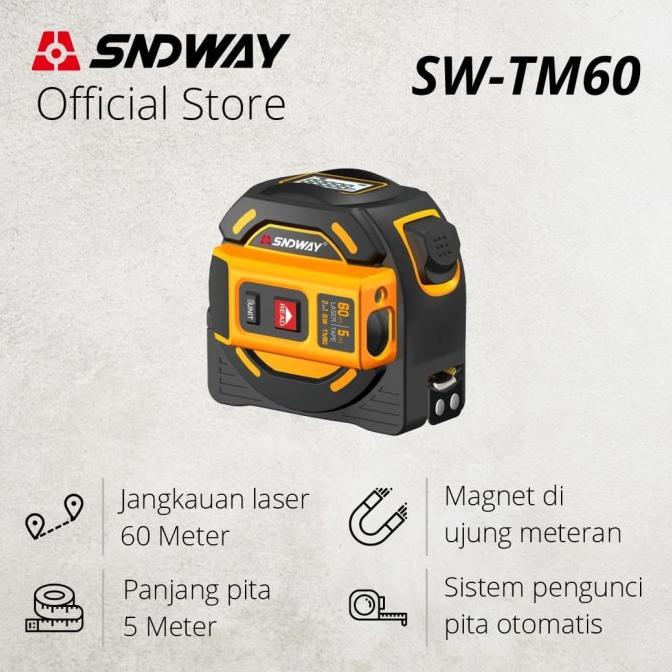 SNDWAY Laser Distance 60M TM60 Meteran Laser Dan Pita Meteran