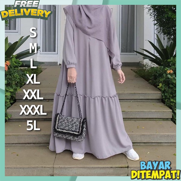 Baju Dress Polos Tanggung Ibu Hamil Games Kekinian Bsju Ibu2 Kondangan Mewah Long Gamis Lebaran Gami