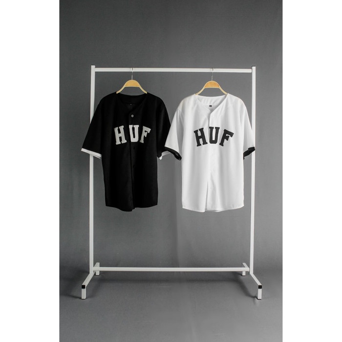 BAJU JERSEY BASEBALL PRIA WANITA HUF HITAM PUTIH BAJU HIP HOP TERMURAH