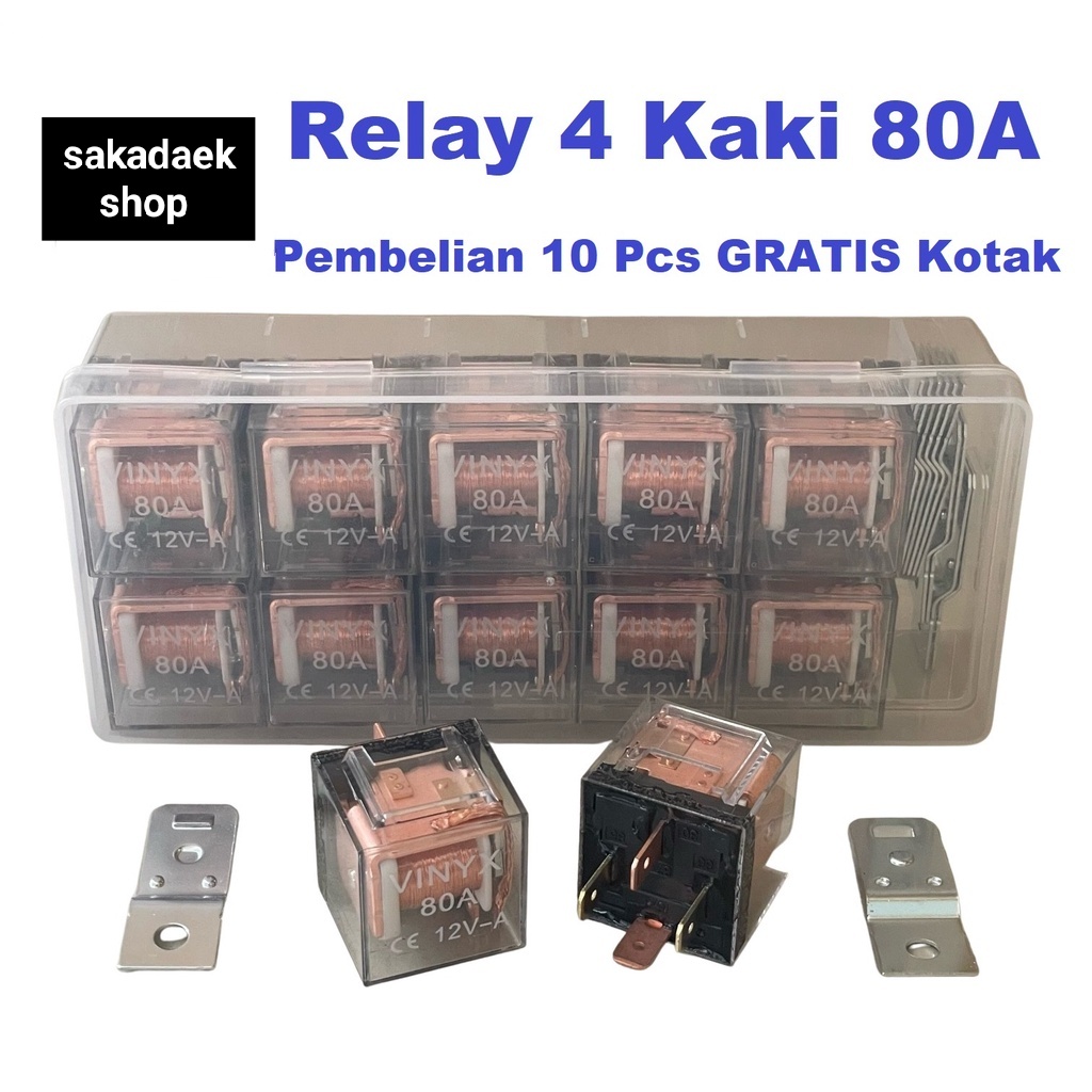 RELAY RILEY MOTOR LAMPU KLAKSON RELAY TRANSPARAN KAKI 4 80A 12VOLT