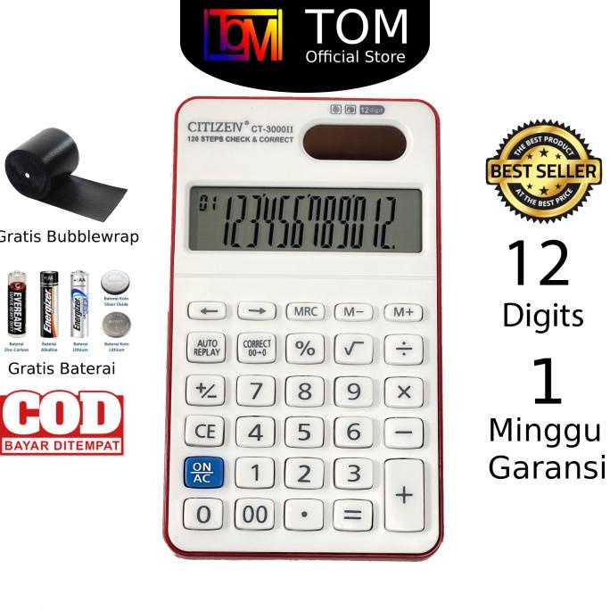 

Miliki Kalkulator Citizen CT 3000 ii 12 Digit - Calculator Check Dual Two 2 P ..