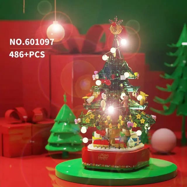 Block Christmas Tree Sembo, Lego Christmas Music Box, Lego Natal