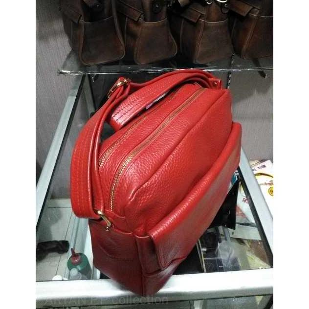 TAS KULIT UNTUK WANITA , TAS KULIT WARNA MERAH