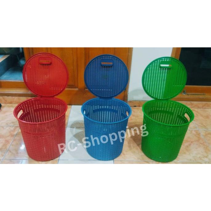 Keranjang Baju Kotor Laundry Box Basket Plastik Rotan Bulat Tabung -27sg