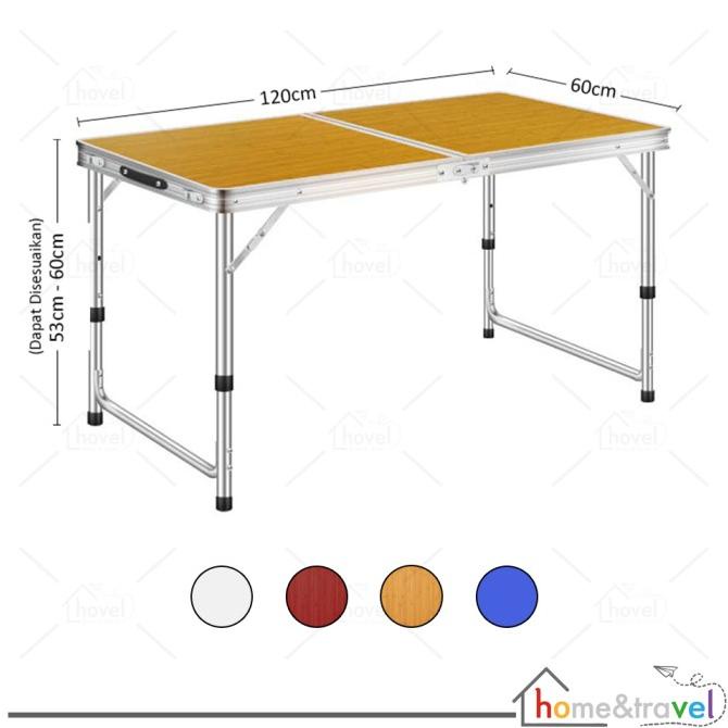 HOVELSHOP Meja Lipat Koper HPL Aluminum Portable Set 2 Kursi Serbaguna