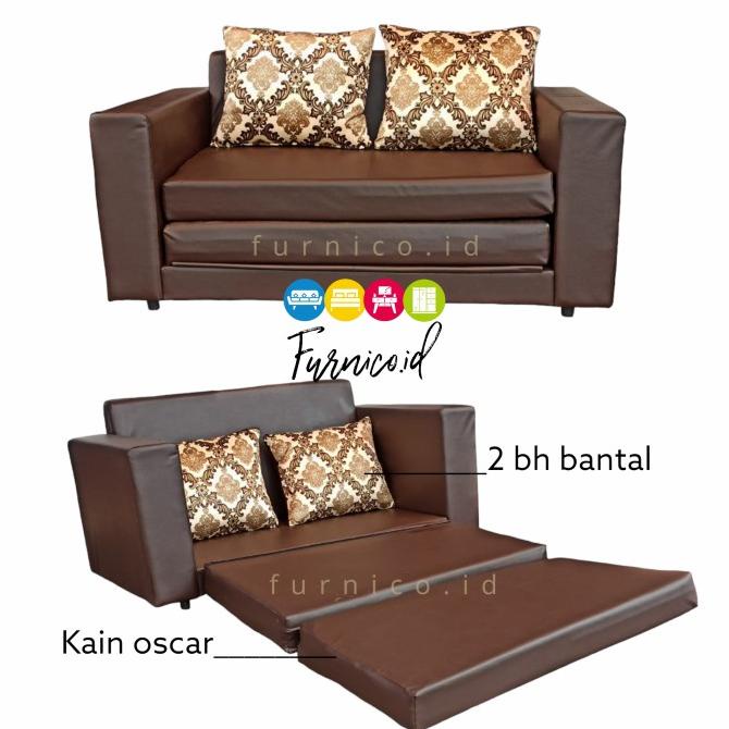 sofabed oscar 200x140x60 sofa bed kulit minimalis busa Hitam PROMO