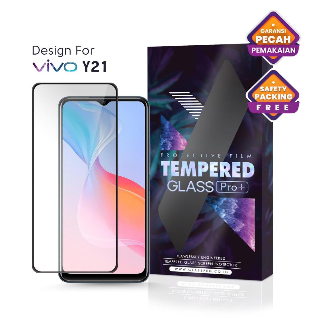 Glass Pro Tempered Glass Vivo Y21 Full Cover - Premium