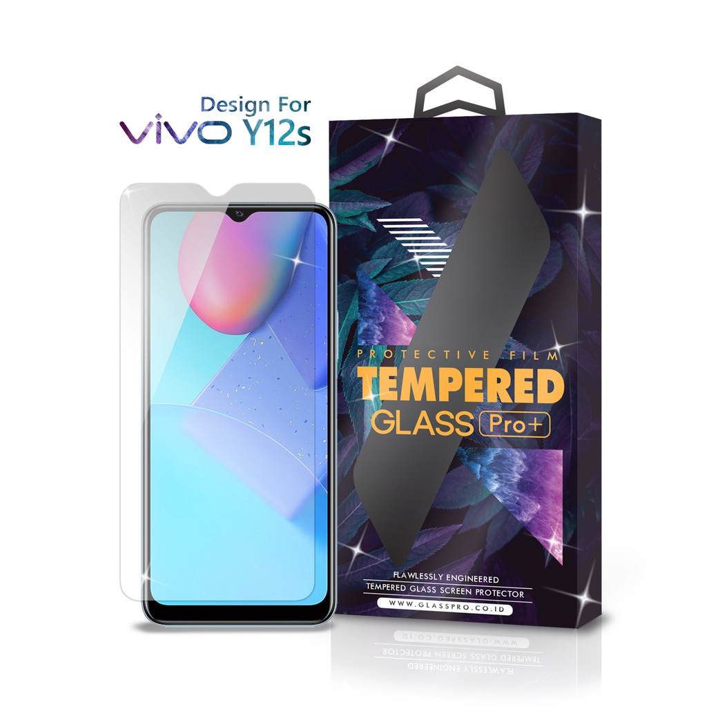 Glass Pro Tempered Glass Vivo Y12s Clear Transparan - Premium