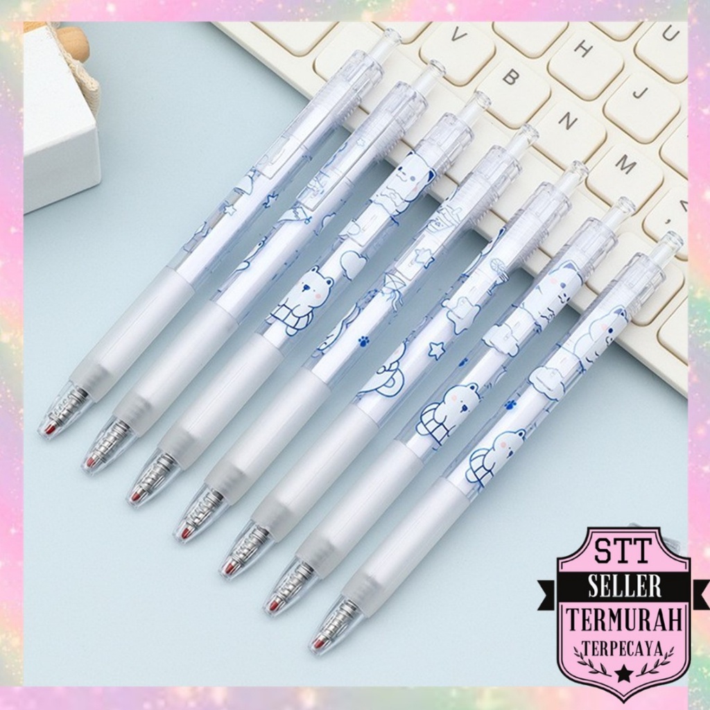 

STT Pulpen Lucu Aesthetic Motif Bear Pena Gel 0.5mm Warna Hitam Pen Tinta Gel Mekanik Ujung Lancip Bolpoin Cetek Cetekan Alat Tulis Kantor Cute Ballpoint School Stationery ATK Murah