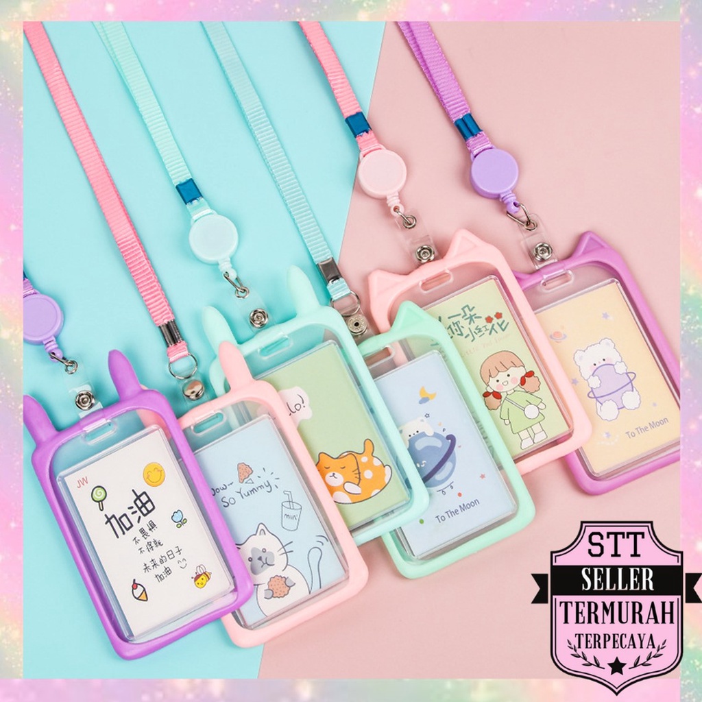 

STT Name Tag Lanyard Gantungan Kartu Motif Kucing Kelinci Akses MRT Busway E-Money Flazz BRIzi Bentuk Karakter Hewan Warna Pastel Lanyart Card Holder Id Card