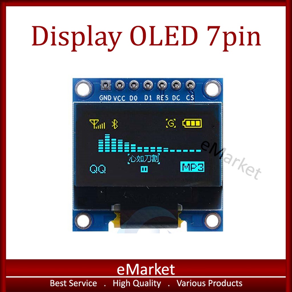 Modul Display OLED 7pin 128x64 0.96 Inch SPI IIC LCD Arduino