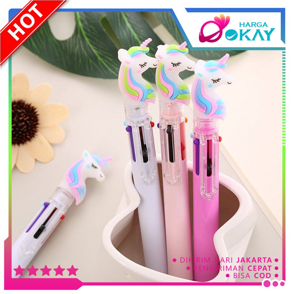 

HO Pena Mekanik 6 Warna Pena Unicorn 6 Warna Pulpen Mekanik Karakter Unicorn