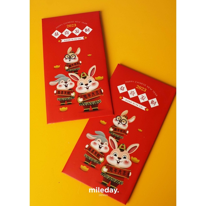 

New! angpao imlek 2023 rabbit panjang uang tidak dilipat - 3 rabbits Limited