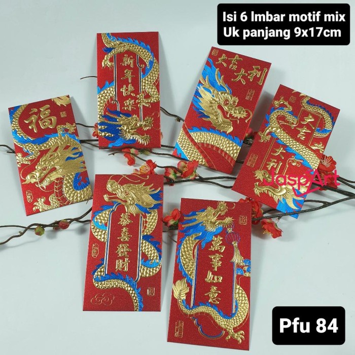 

New! DINAMIS 6pcs Angpao 2024 NAGA Imlek Merah PREMIUM ANGPAO IMLEK PANJANG Limited