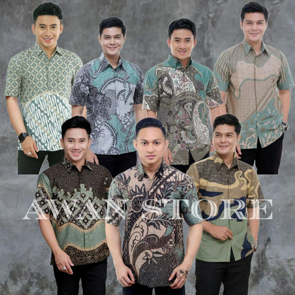 New Batik SAGE Kemeja Batik Pria Lengan Pendek Hijau Sage Green Hem Baju Batik Pria Lengan Pendek M 